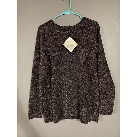 Ava & Viv Metallic Thread Sweater Plus Size Textured Long Sleeve 3X NWT - Picture 6 of 7